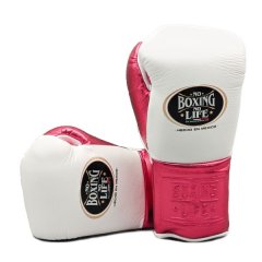 Боксерские перчатки No Boxing No Life - белые / розовые
