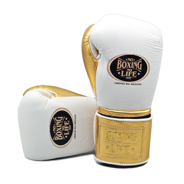 Боксерские перчатки No Boxing No Life - белые / золотые