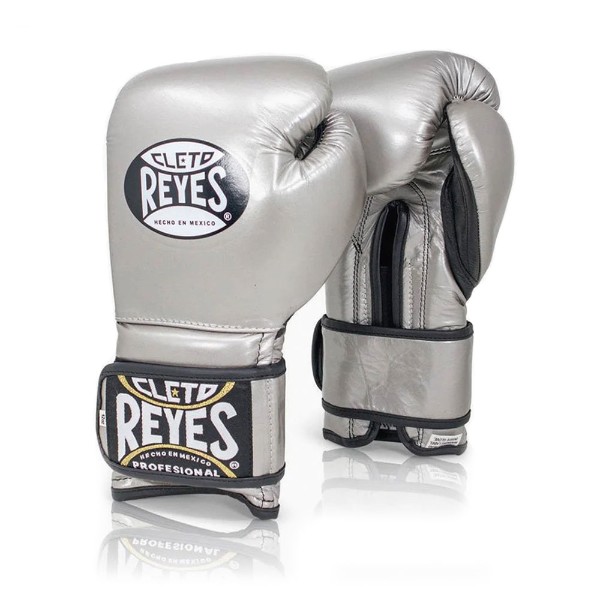 Боксерские перчатки Cleto Reyes на липучке - серебряные